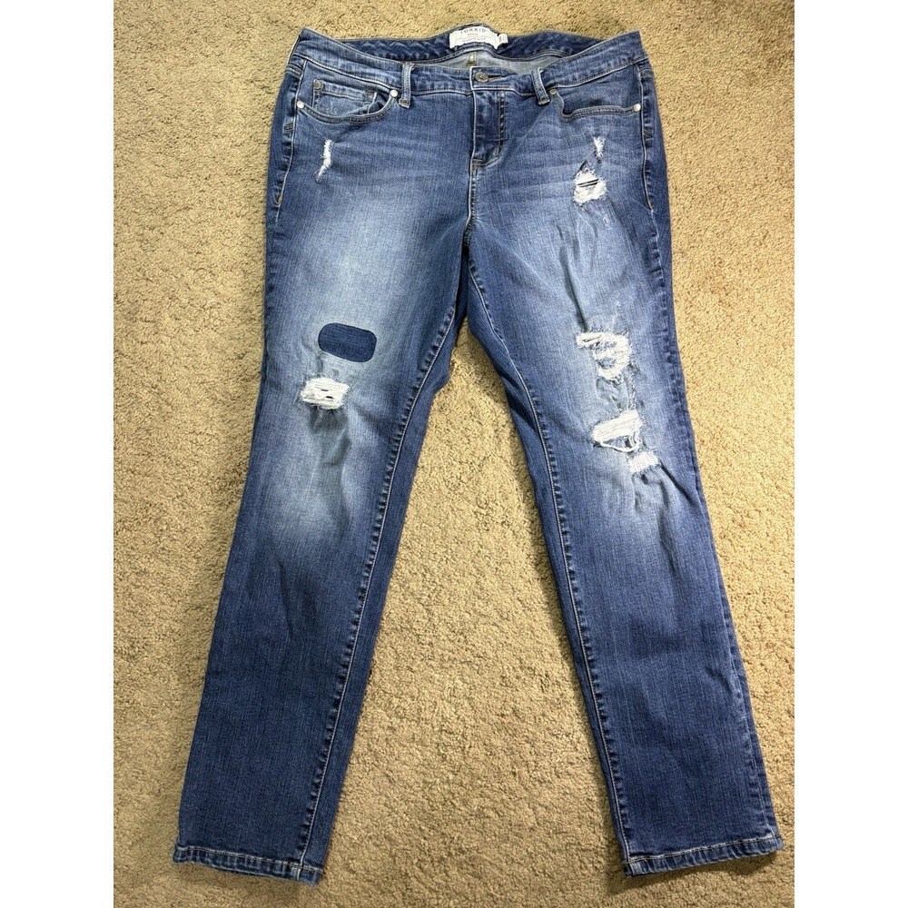 Torrid Denim Tapered Jeans Women 18R Distressed Stretch Mid Rise Preppy